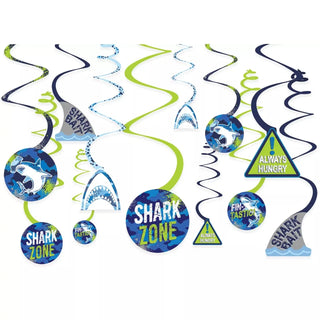 Shark Hanging Swirl Decorations | Shark Party Supplies