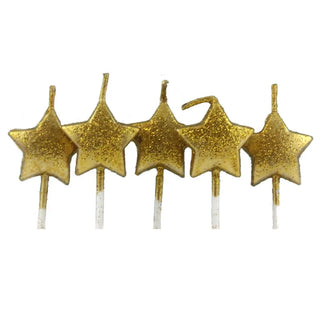 Mini Star Candles - Gold Glitter | 21st Birthday Party Theme & Supplies | Alpen 