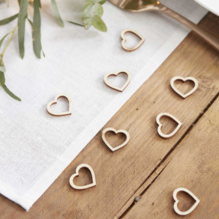 Ginger Ray | Wooden Heart Table Confetti | Wedding Decorations NZ