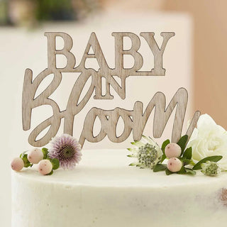 Ginger Ray | Wooden Baby in Bloom Cake Topper | Baby Shower Supplies NZ