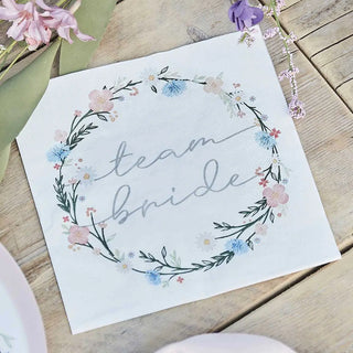 Ginger Ray | Floral Team Bride Napkins | Hen Party Supplies NZ