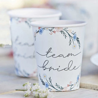 Ginger Ray | Boho Floral Team Bride Cups | Hen Party Supplies NZ