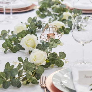 Ginger Ray | botanical wedding eucalyptus & white flower garland | Wedding party supplies NZ
