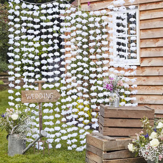 Ginger Ray | White Flower Curtain Backdrop | Wedding Supplies NZ