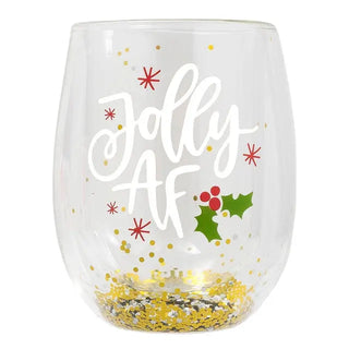Christmas Jolly AF Stemless Glass | Christmas Gifts NZ