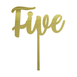 GoBake | gold acrylic five cake topper | fifth birthday party supplies