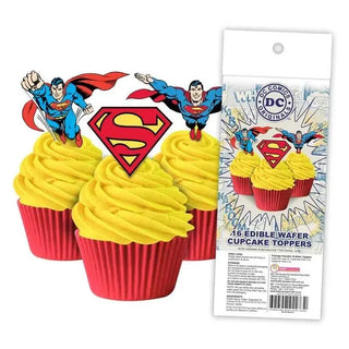 Superman Edible Wafer Cupcake Toppers | Superman Party Supplies
