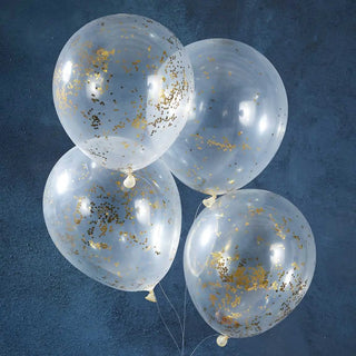 Ginger Ray | Gold Glitter Star Confetti Balloons | Gold Party Supplies NZ