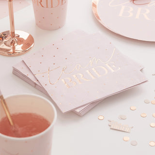 Ginger Ray | Rose Gold Team Bride Napkins | Hen Party Supplies NZ