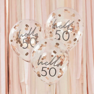 Ginger Ray | Hello 50 Confetti Balloons | 50th Birthday Party Supplies NZ