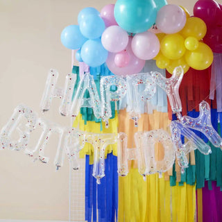 Wilton | Rainbow Confetti Birthday Balloon Banner | Rainbow Party Supplies NZ