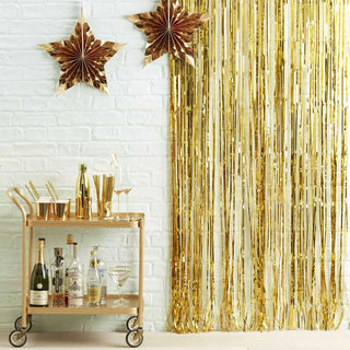 Ginger Ray | Gold Fringe Foil Curtain | Gold Party Supplies Nz