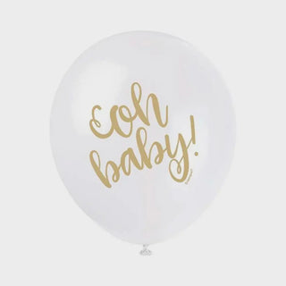 Unique | oh baby white and gold balloons | Baby shower party supplies
