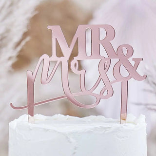 Ginger Ray | Rose Gold Mr & Mrs Cake Topper | Wedding Supplies NZ