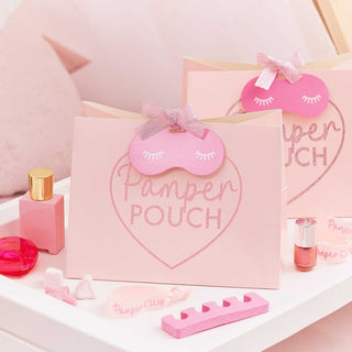 Ginger Ray | Pamper Party Pink Glitter Pouches | Slumber Party Supplies NZ