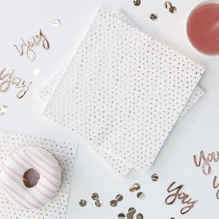 Ginger Ray | Spotty Rose Gold Napkins | Rose Gold Party Supplies NZ