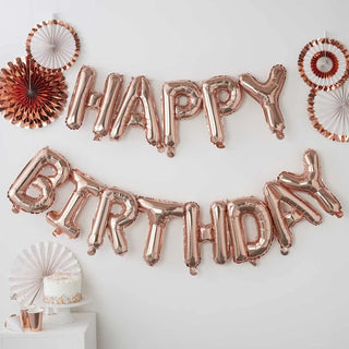 Ginger Ray | Rose Gold Birthday Balloon Banner | Rose Gold Party Supplies NZ