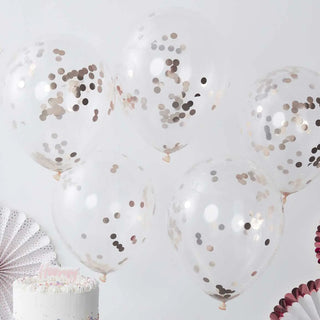 Ginger ray | rose gold confetti balloons | rose gold party supplies NZ