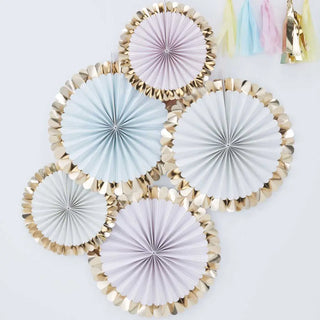 Ginger Ray | Pastel & Gold Fan Decorations | Pastel Party Supplies NZ