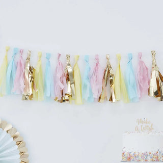 Ginger Ray | Pastel & Gold Tassel Garland | Pastel Party Supplies NZ