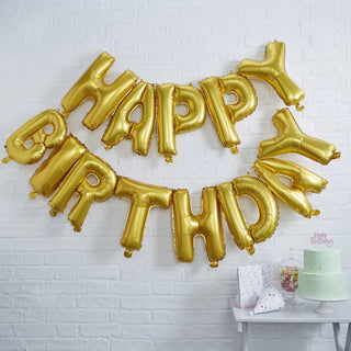 Ginger Ray | Gold Birthday Balloon Banner | Gold Party Supplies NZ