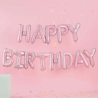 Ginger ray | matte happy birthday pink balloon banner | pink birthday party supplies NZ 
