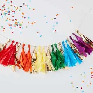 Ginger Ray | Gold & Rainbow Tassel Garland | Rainbow Party Supplies NZ