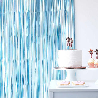 Ginger Ray | Blue Fringe Curtain Backdrop | Blue Party Supplies NZ