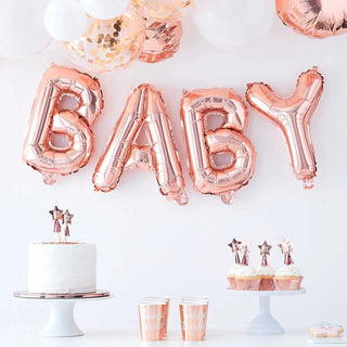 Ginger Ray | Rose Gold Baby Balloon Bunting | Baby Shower Supplies NZ