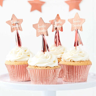 Ginger Ray Twinkle Star Cupcake Toppers - 12 Pkt