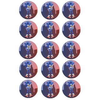 Edible Sonic the Hedgehog Movie Cupcake Images - 15pc Sheet | Sonic Party | Party Supplies NZ