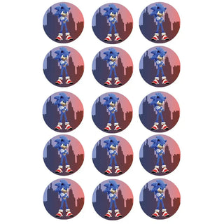 Edible Sonic the Hedgehog Movie Cupcake Images - 15pc Sheet | Sonic Party | Party Supplies NZ