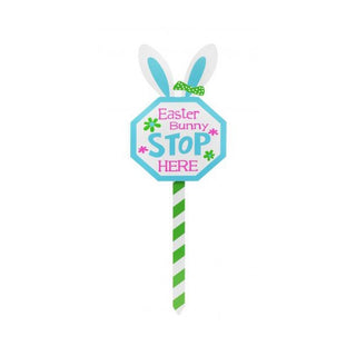 Wooden Easter Bunny Stop Here Garden Stake Decoration | Easter Decorations NZ