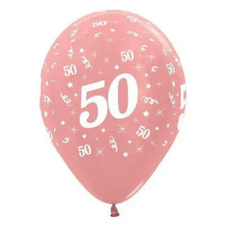 Sempertex | 6 Pack Age 50 Balloons - Metallic Rose Gold