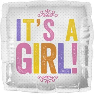 North Star Balloons | It's A Girl Square Foil Balloon | Baby Shower Party Theme & Supplies
