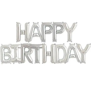Silver Foil Balloon Bunting - Happy Birthday