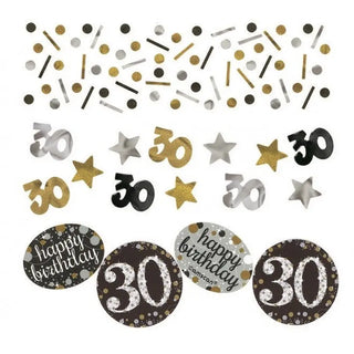 Amscan | Sparkling Black Confetti - 30th | 30th Party Theme & Supplies