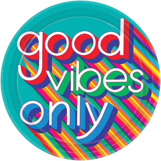 Good Vibes Only 70's Plates | 70's Party Supplies