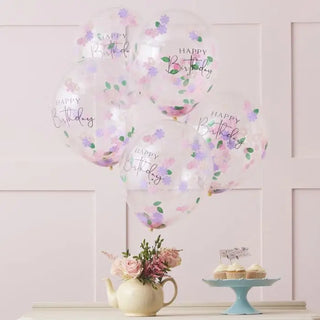 Ginger Ray | Lets ParTea Confetti Balloons | Floral Party Supplies