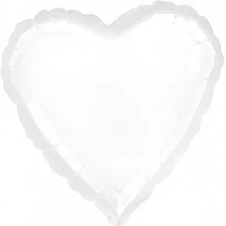 Metallic White Heart Foil Balloon
