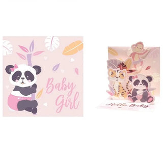Baby Girl Card - Paper Pop up Card | Baby Shower Party Theme & Supplies