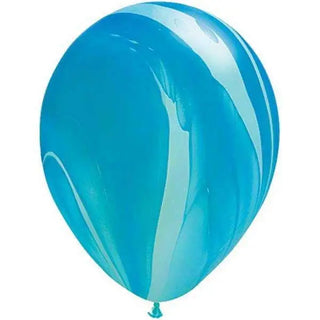 Qualatex | Blue Rainbow SuperAgate Balloon | Blue Marble Balloon | Marble Party