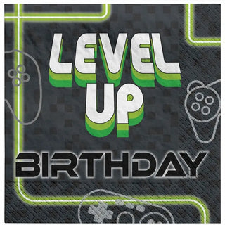Black and Green Level Up Lunch Napkin