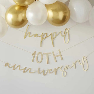 Ginger Ray | Gold Customisable Anniversary Bunting | Anniversary Party Supplies NZ