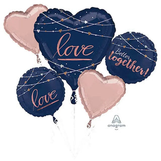 Navy Love Better Together Pale Pink & Navy Blue Foil balloon Bouquet