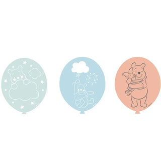 Winnie the Pooh Baby Shower Balloons - Pack of 6