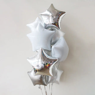 Silver & White Sterling Star Foil Balloon Bouquet