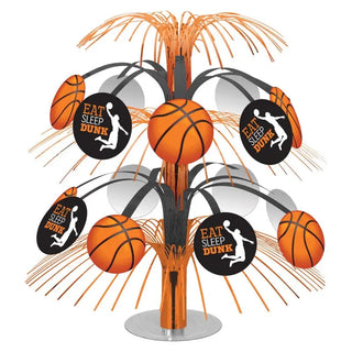 Nothin But Net Basketball Orange & Black Cascade Centerpiece