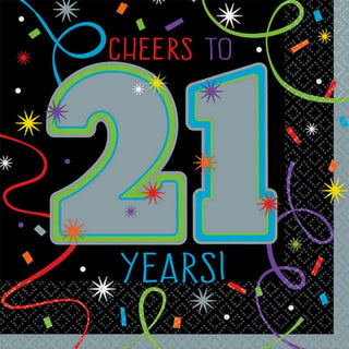 Brilliant Birthday 21 Napkins - Beverage | 21st Party Theme & Supplies | Amscan