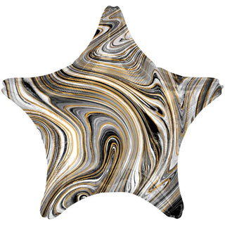 Black Marble Star Balloon | Marble Party Supplies